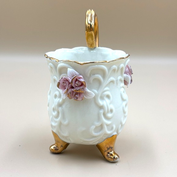 Victorian Porcelain Teacup and Saucer with Delicate Pink Flowers and Gold Trim - Picture 5 of 6